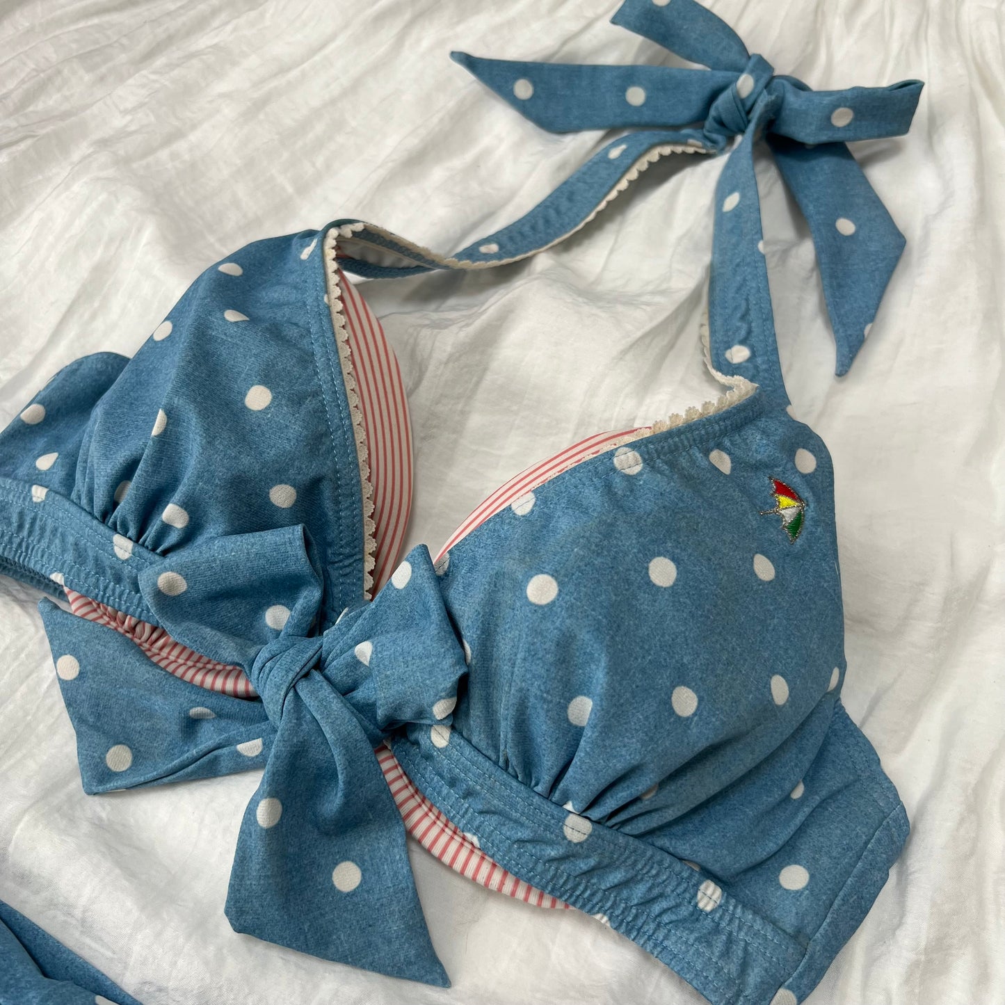 Women's Blue Polka dot Bikini-Tankini set