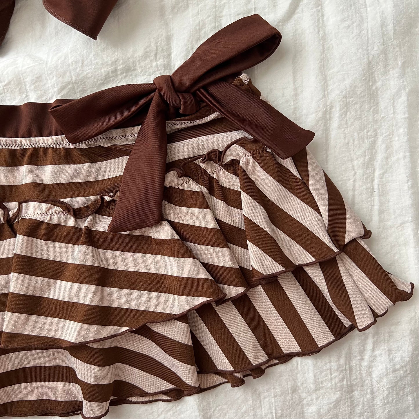 Sparkly striped brown bikini set