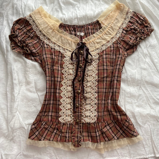 Axes Femme plaid lace Top