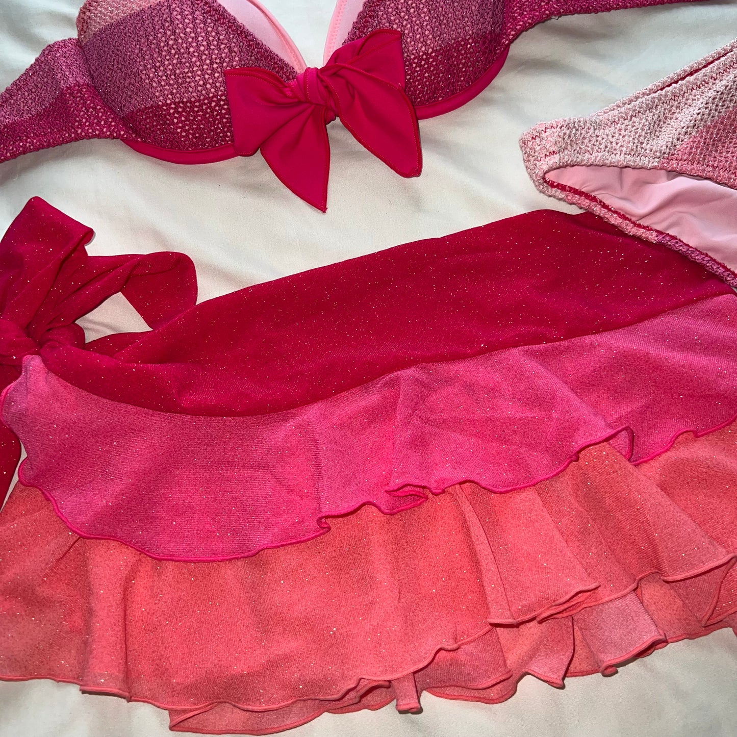 Layered sparkle pink bikini set