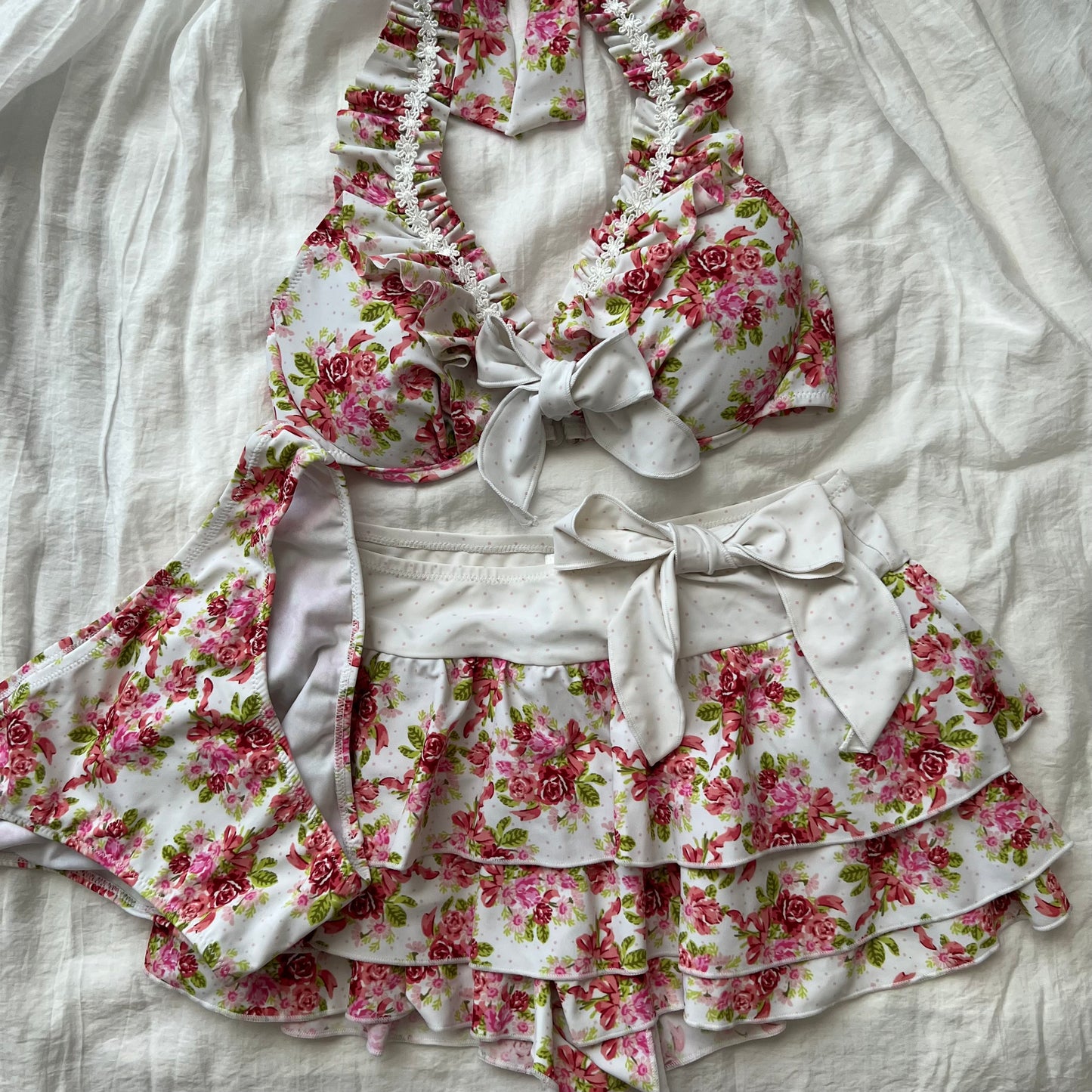 Women's Pink Floral Bikini-Tankini set