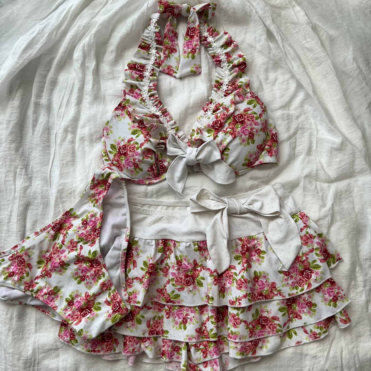 Women's Pink Floral Bikini-Tankini set