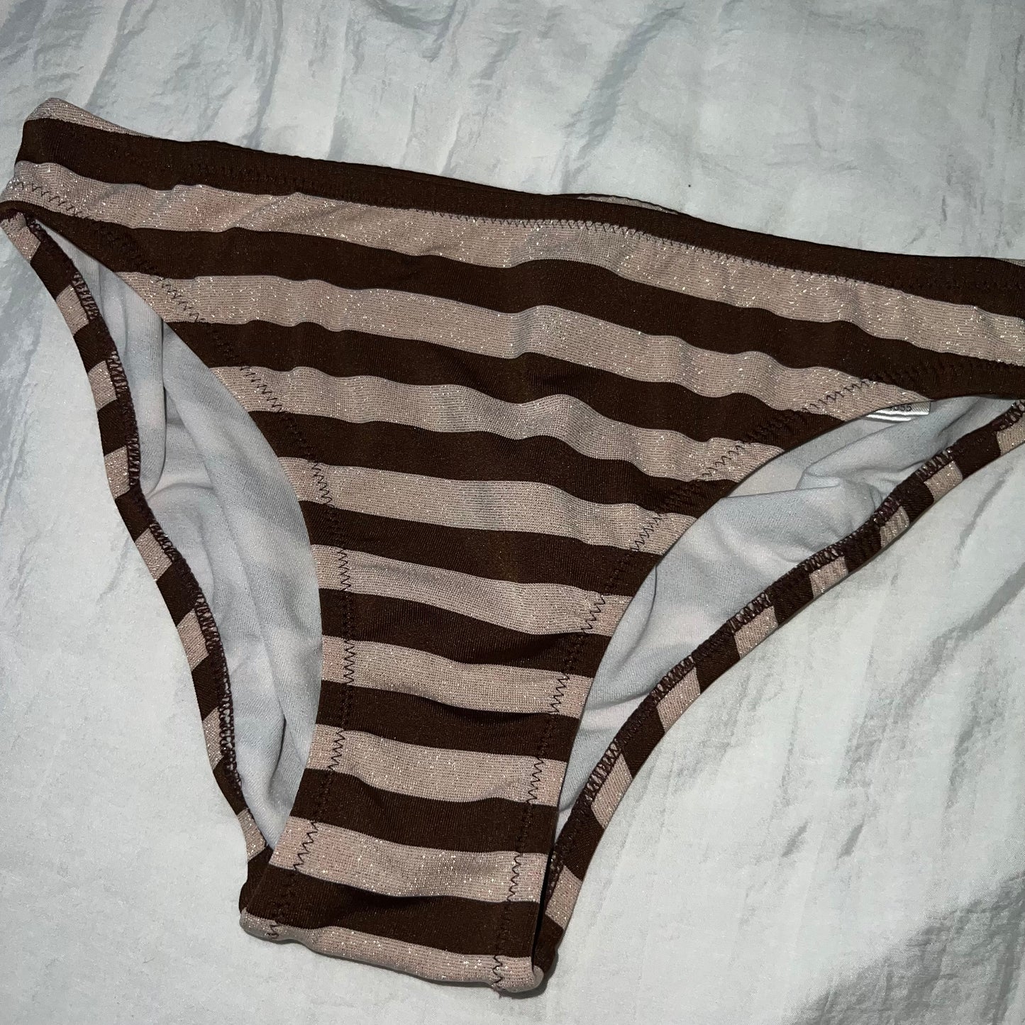 Sparkly striped brown bikini set