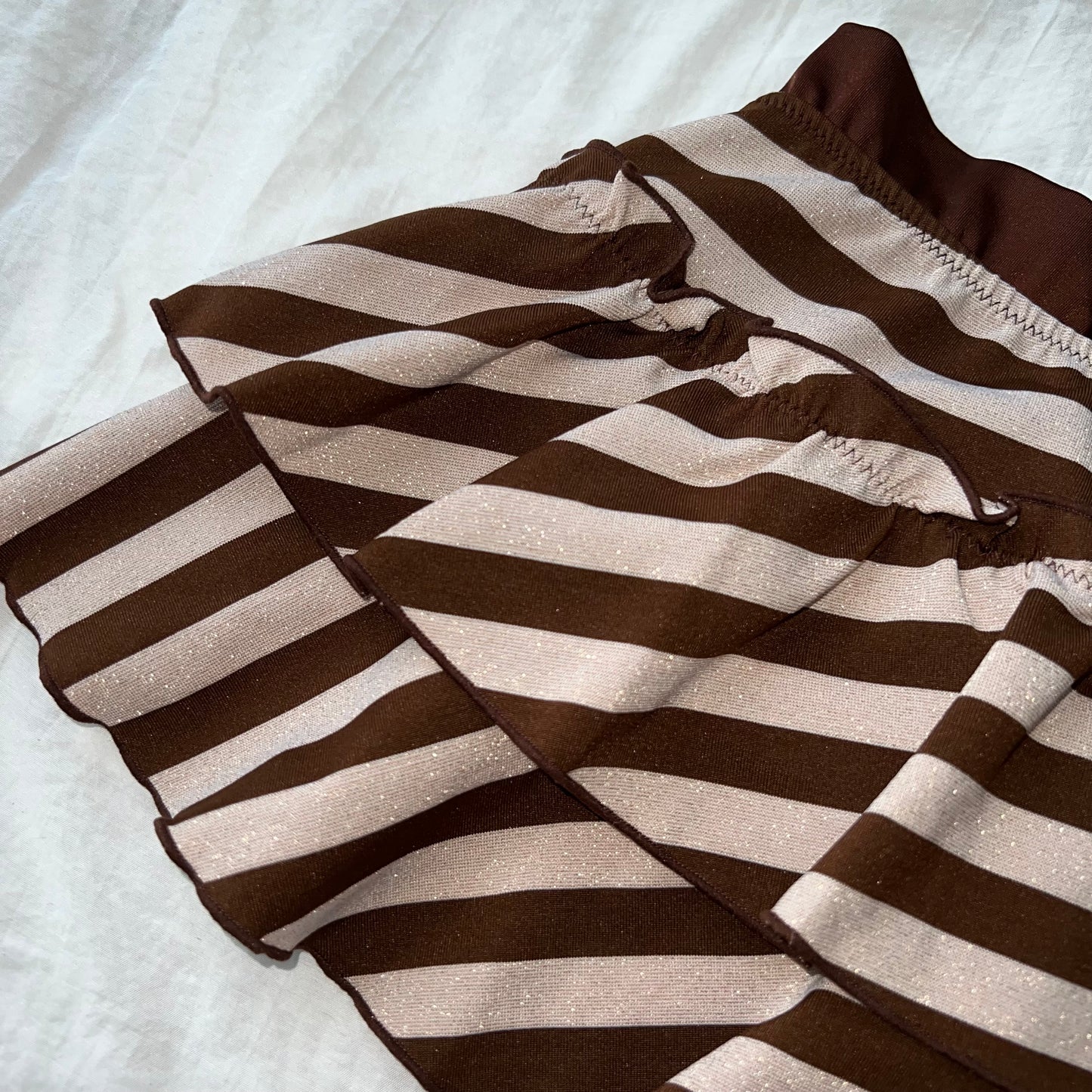 Sparkly striped brown bikini set