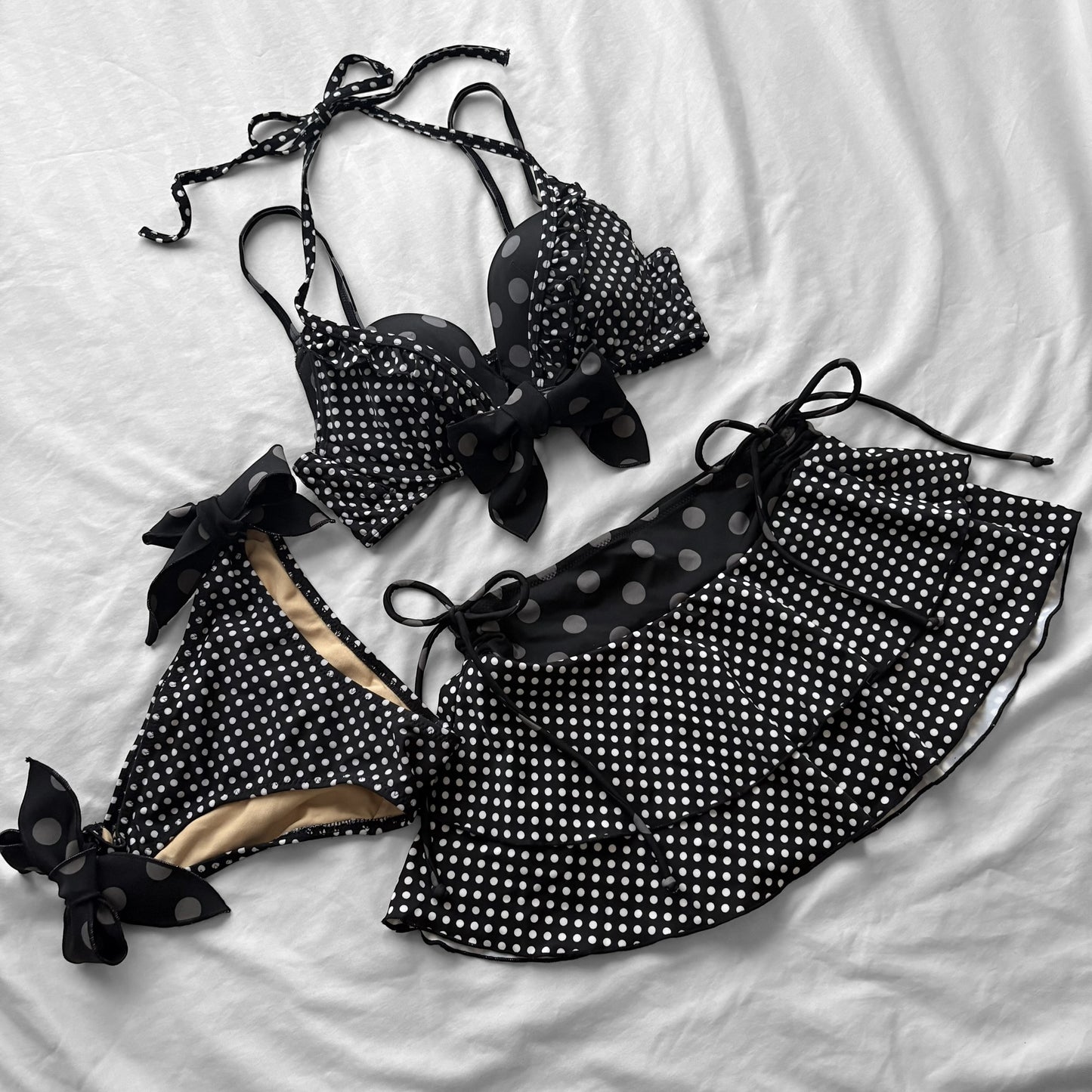 M size•Black layered dots bikini Set
