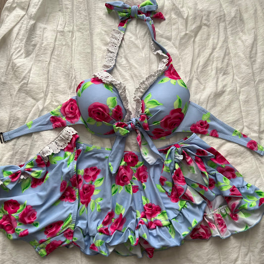 7S Light Floral lace bikini set