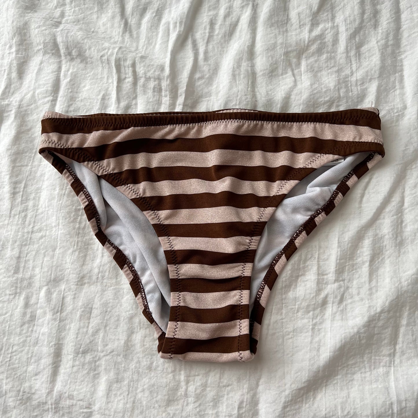 Sparkly striped brown bikini set
