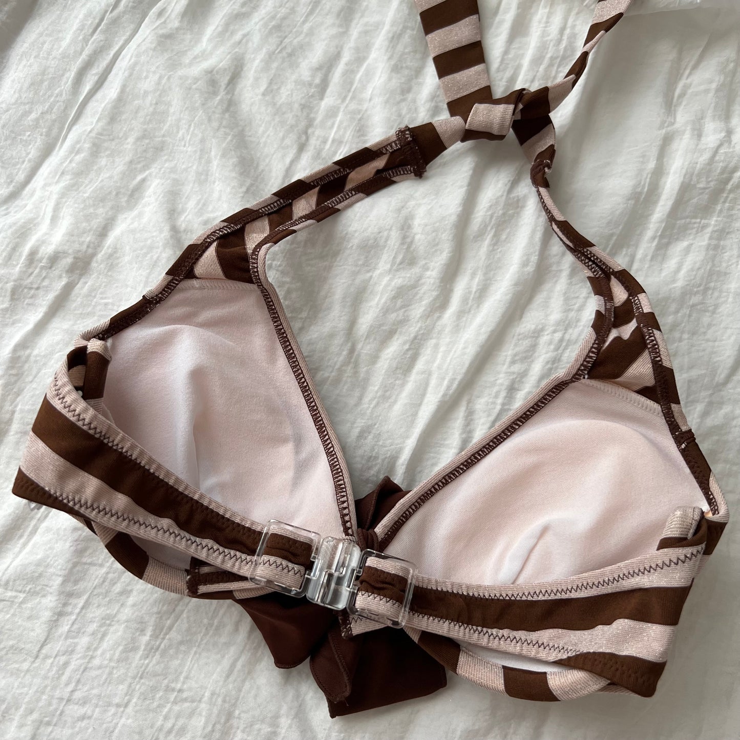 Sparkly striped brown bikini set