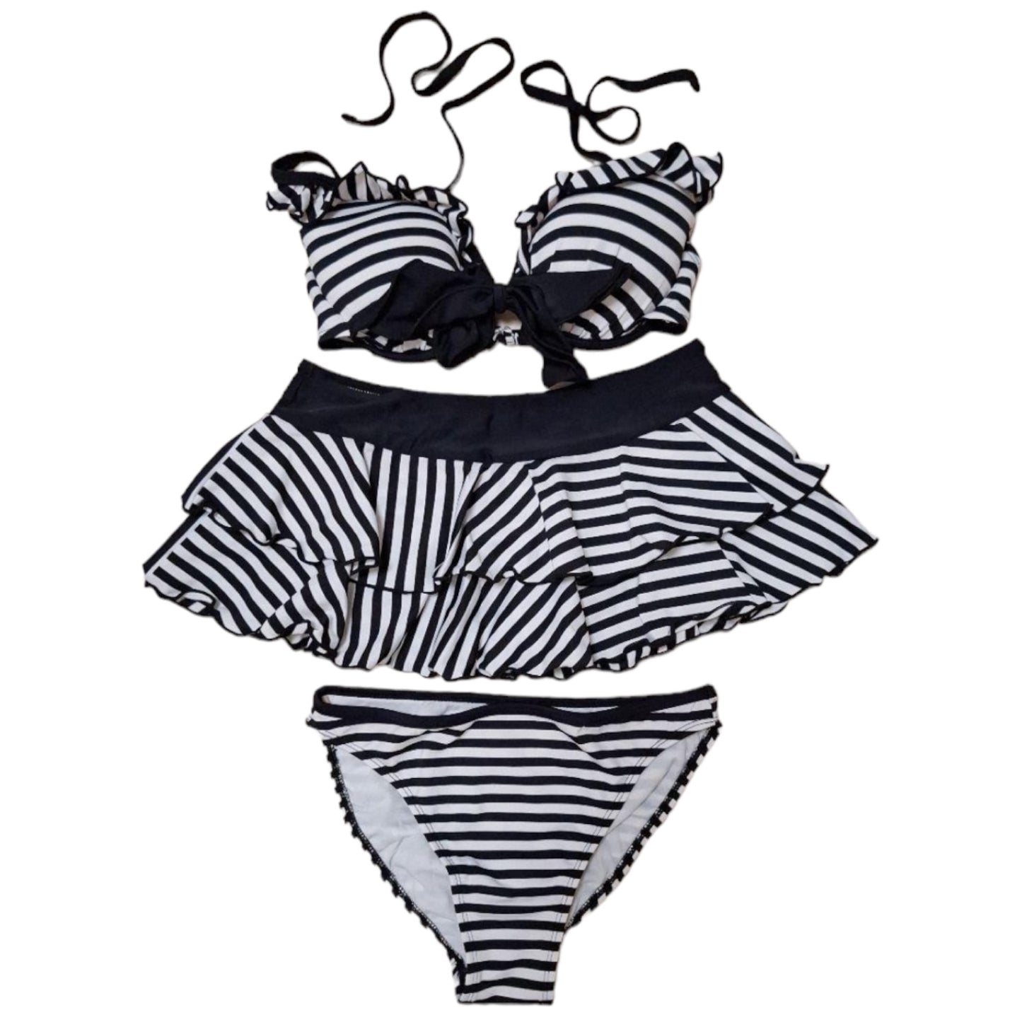 Women's Striped Bikini-Tankini set