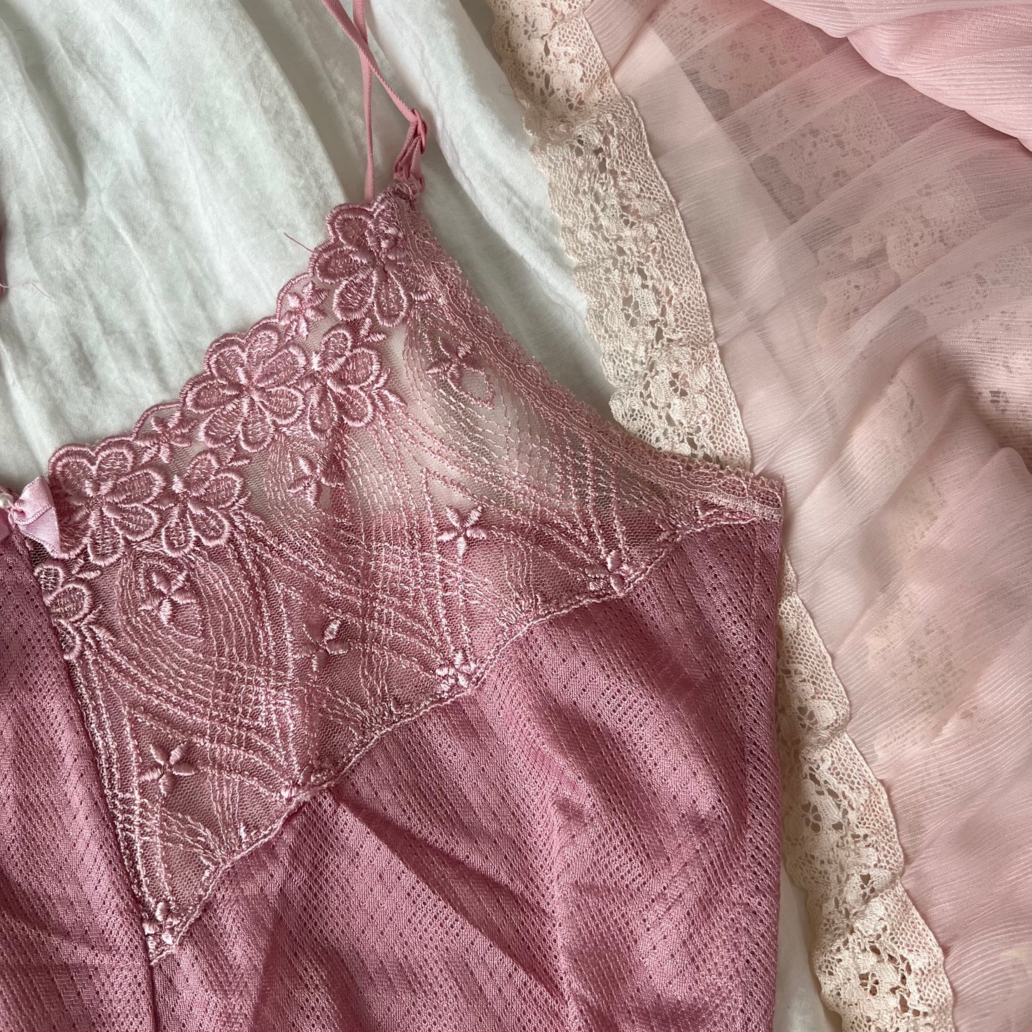 Pink Pearl Ribbon Cami