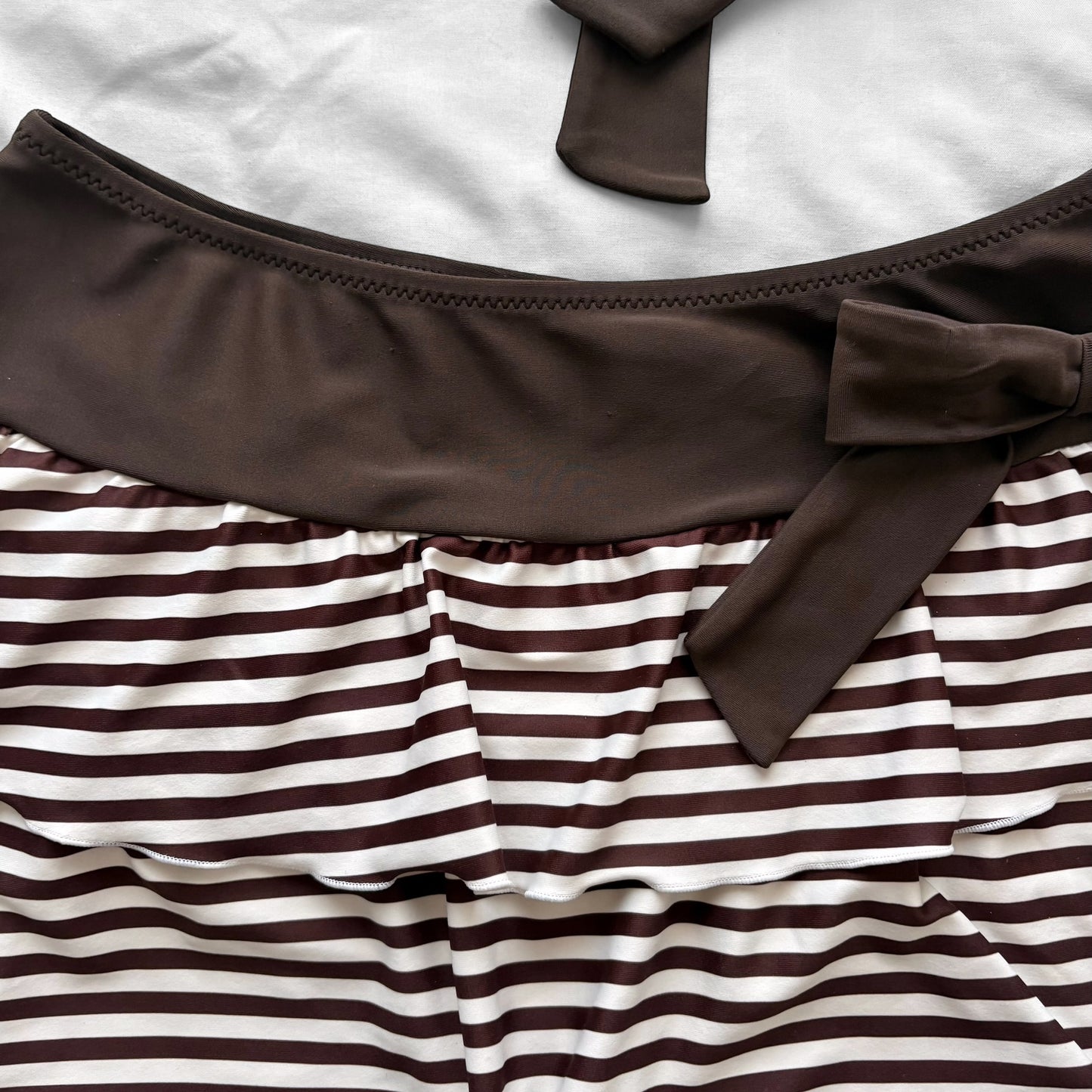 L size•Brown & White stripes bikini Set
