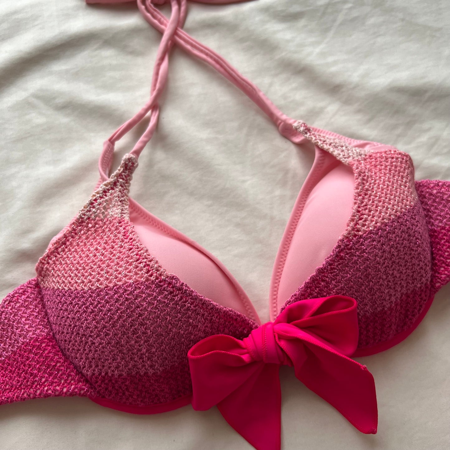 Layered sparkle pink bikini set