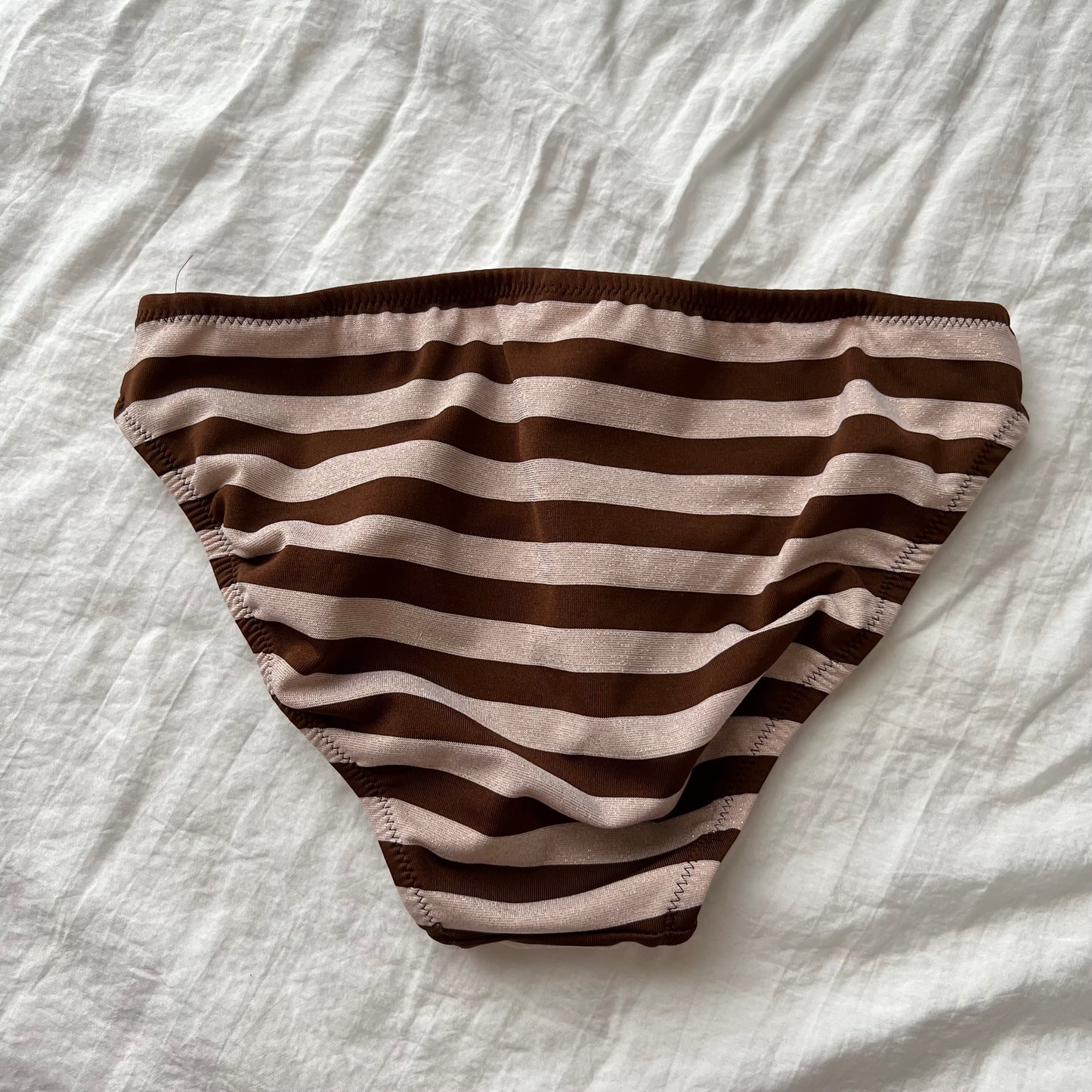 Sparkly striped brown bikini set