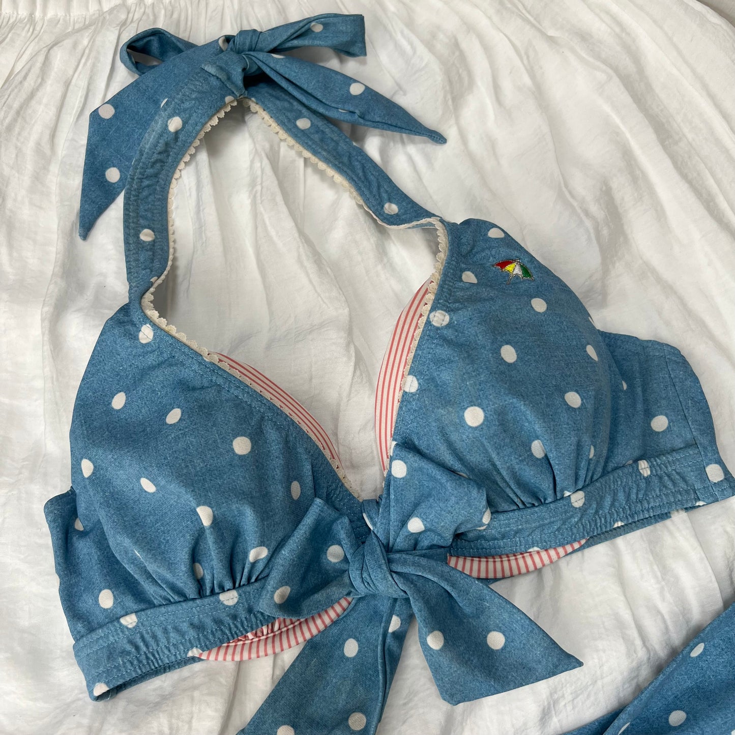 Women's Blue Polka dot Bikini-Tankini set