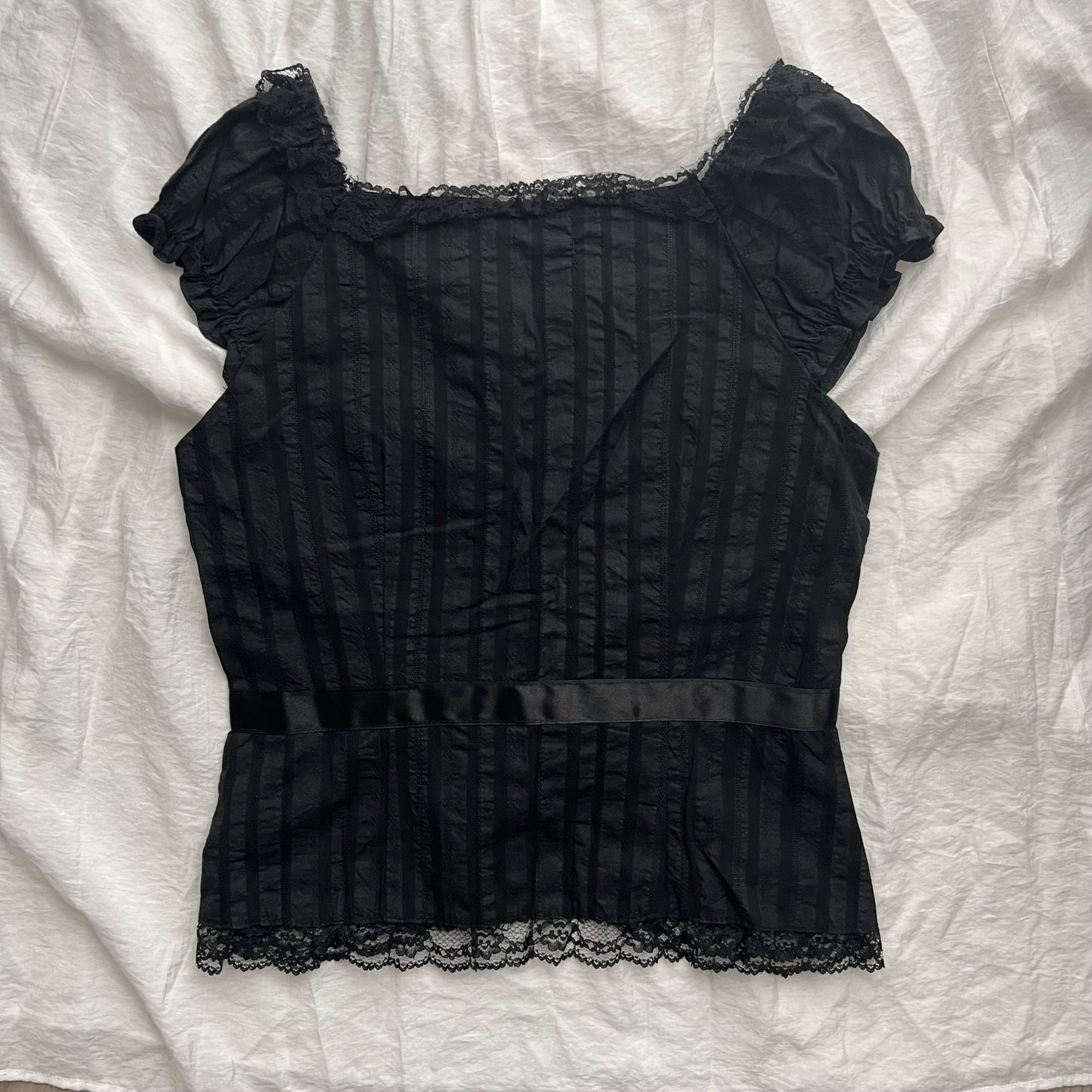 Black lace and ribbon top