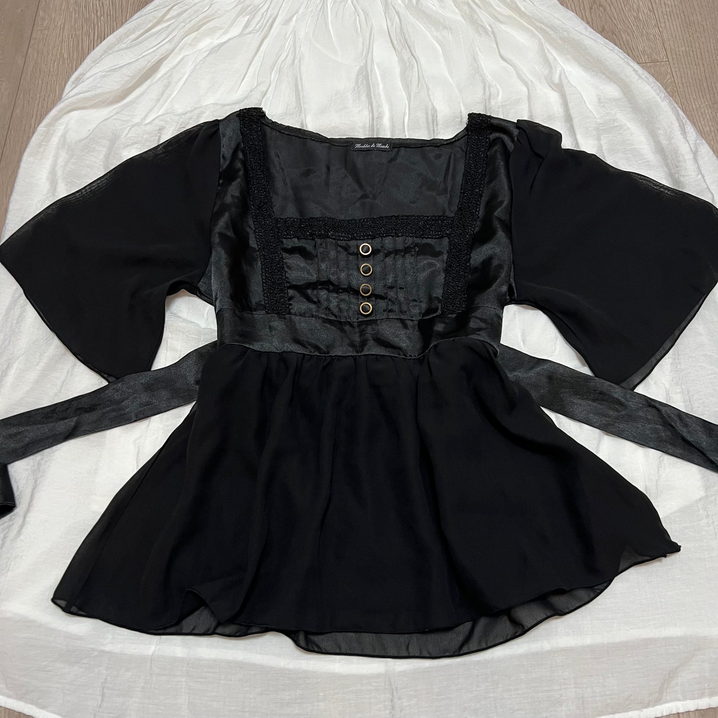 Black babydoll ribbon top