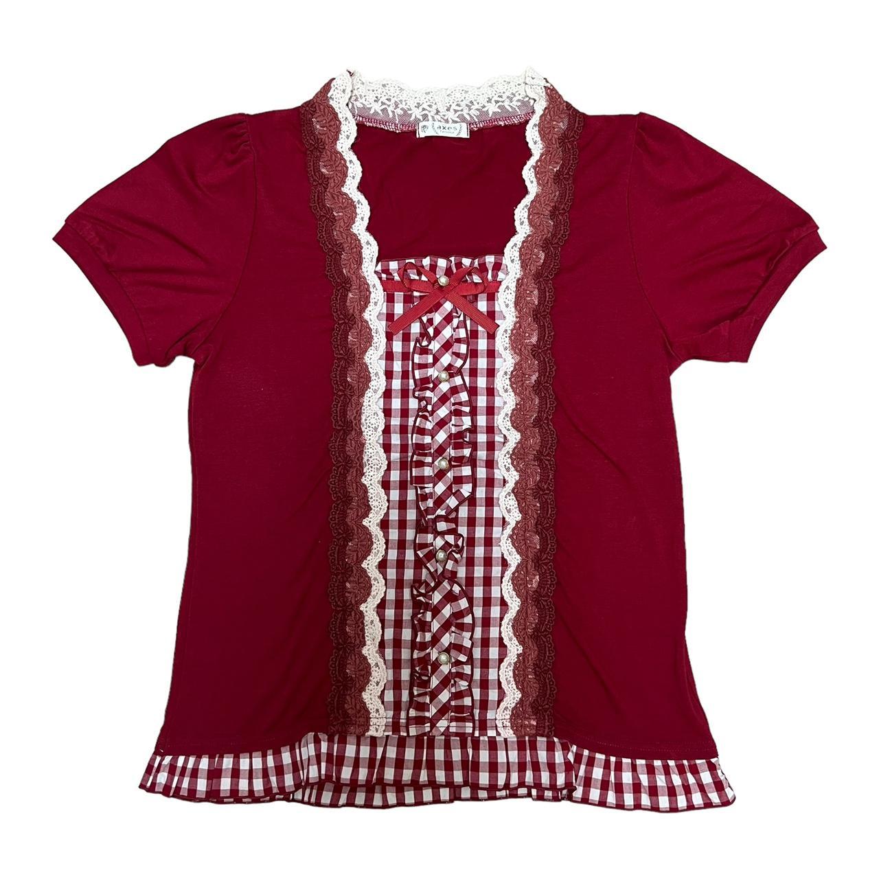 Japanese Burgundy Ribbon Lace Top