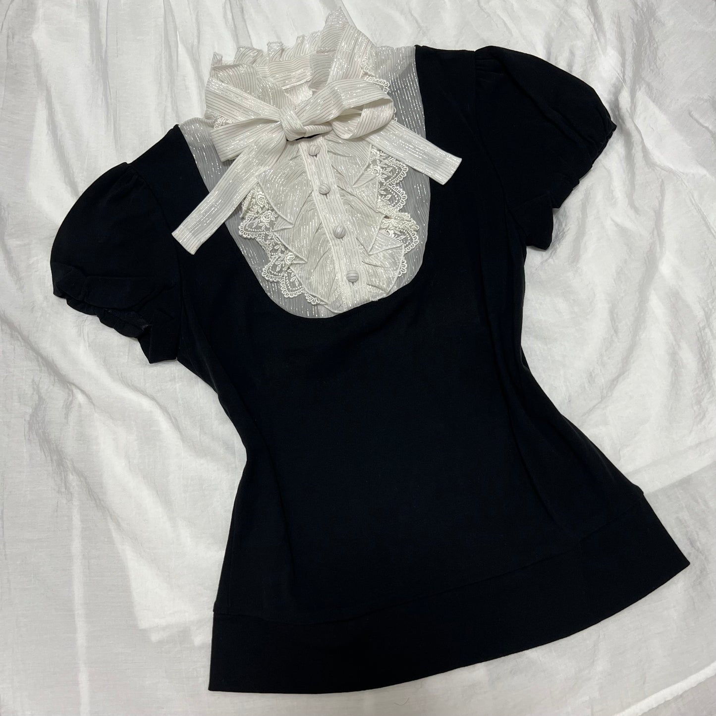 Black layered lace top