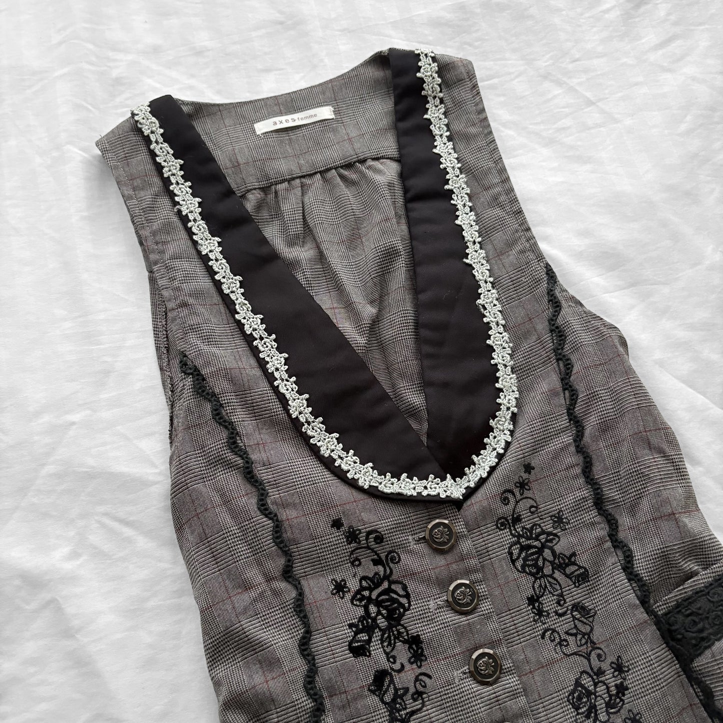 ‘Axes Femme’ Grey Plaid Gothic Dress