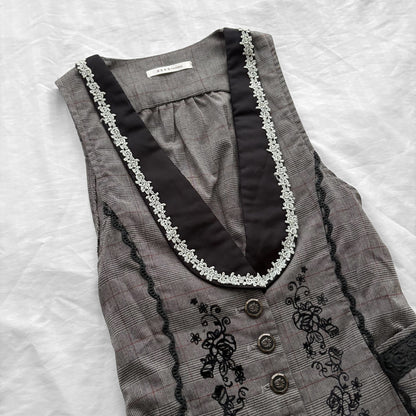 ‘Axes Femme’ Grey Plaid Gothic Dress