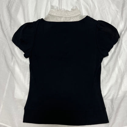 Black layered lace top