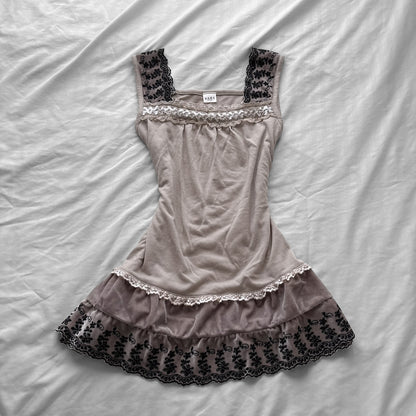 ‘Axes Femme’ beige Lace & sequins cami Top