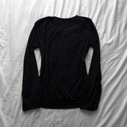 ‘Axes Femme’ Black Frilly Front Top