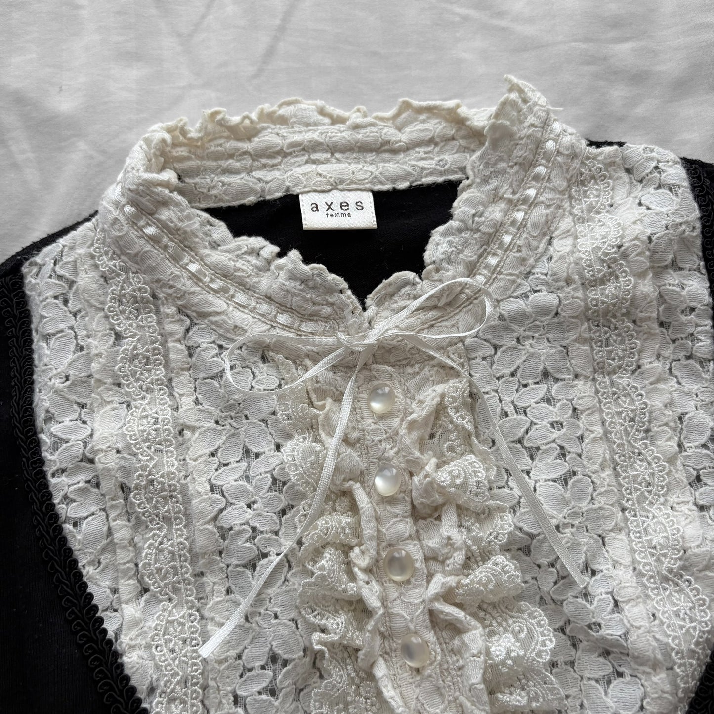 ‘Axes Femme’ Long Sleeve Black Top & dreamy lace