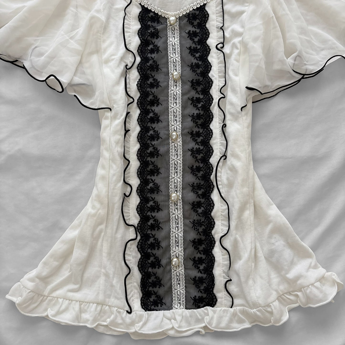 Rare ‘Axes Femme’ White Frilly Sleeves Top