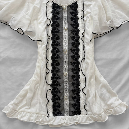 Rare ‘Axes Femme’ White Frilly Sleeves Top