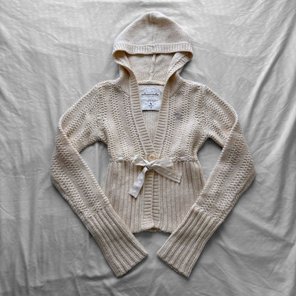 Abercrombie Cream Knit Hooded Cardigan