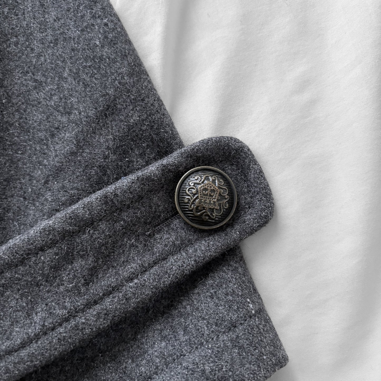 Gray Fitted Peacoat