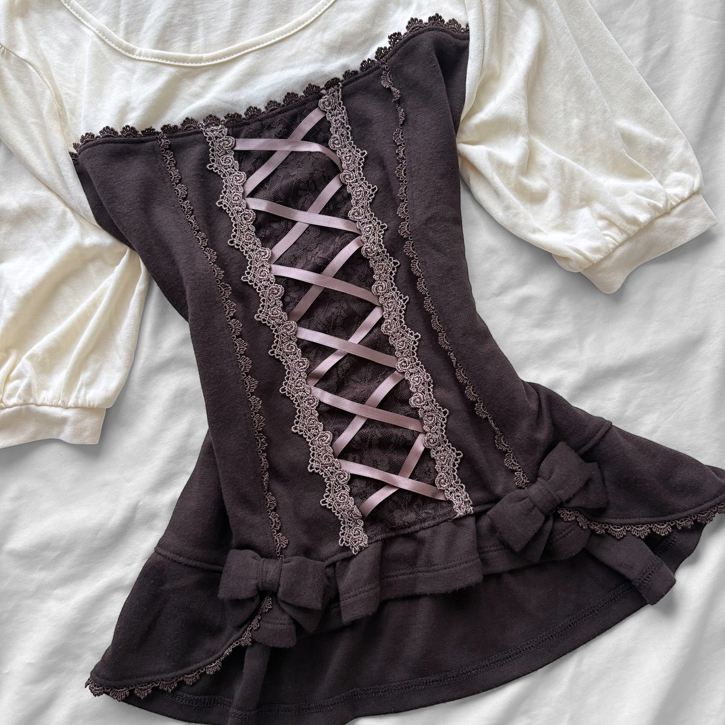 ‘Axes Femme’ Brown & Creamy Corset Top
