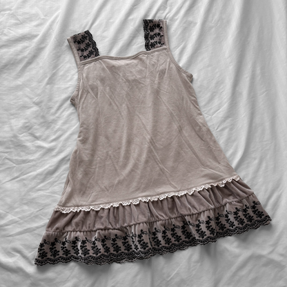 ‘Axes Femme’ beige Lace & sequins cami Top