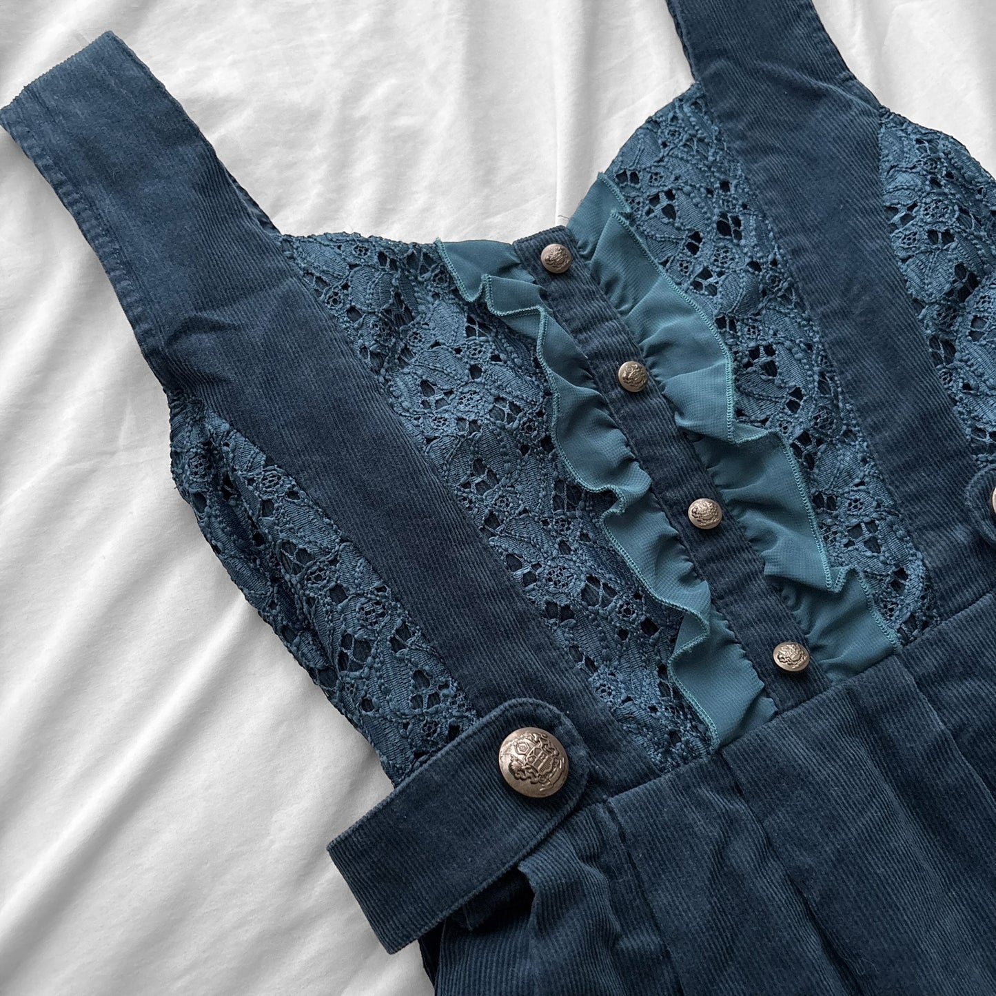 ‘Axes Femme’ Dark Turquoise Corduroy Dress
