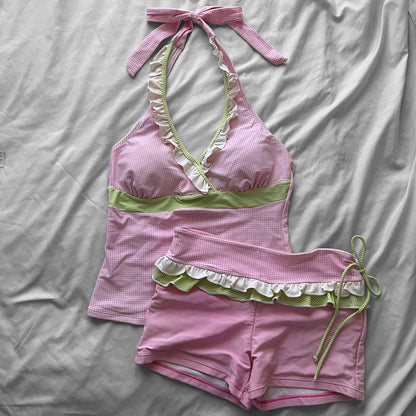 XL size•Adorable Pink & Green bikini Set