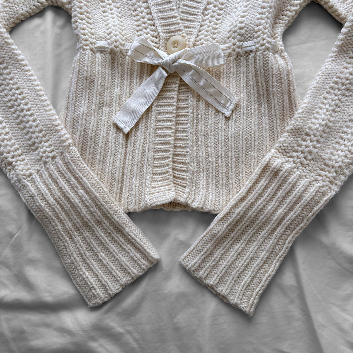 Abercrombie Cream Knit Hooded Cardigan