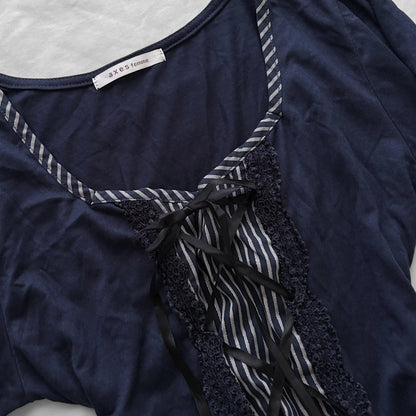 ‘Axes Femme’ Corset Navy Top