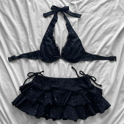 S size•Black frills bikini Set
