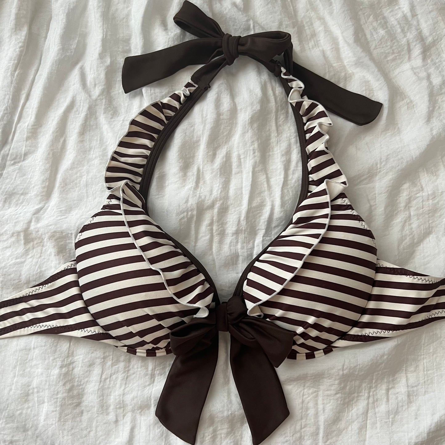 Bow striped bikini set