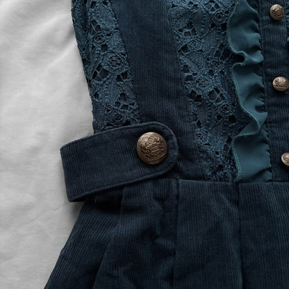 ‘Axes Femme’ Dark Turquoise Corduroy Dress