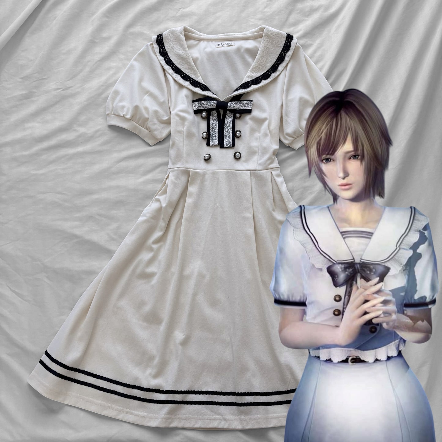 ‘Axes Femme’ Creamy Sailor Dress