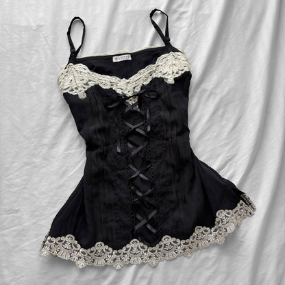 ‘Axes Femme’ Black & Lace Corset Top