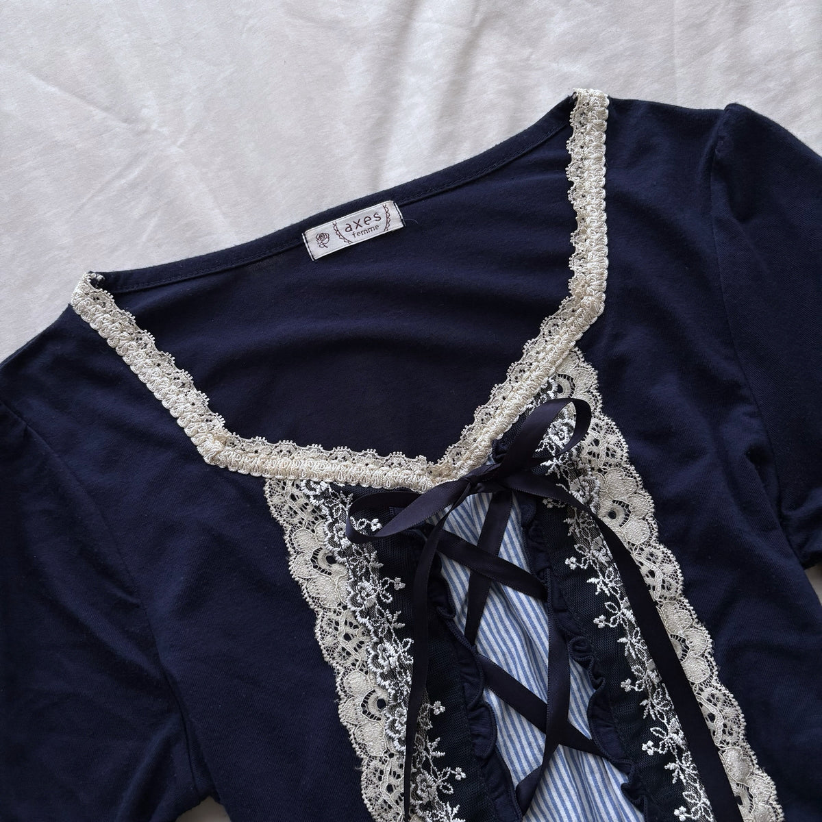 ‘Axes Femme’ Corset Navy Blue Top