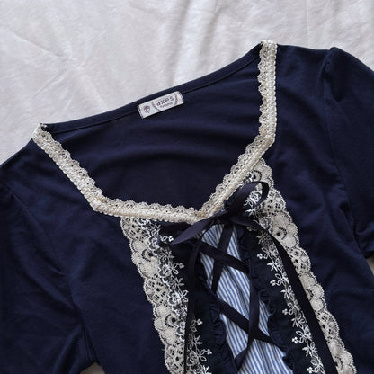 ‘Axes Femme’ Corset Navy Blue Top