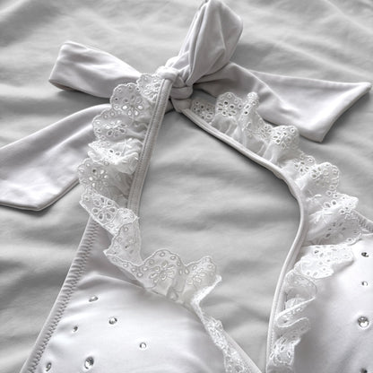 M size•Sweet frilly lace bikini Set