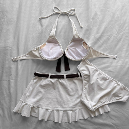 M size•Creamy & brown bows bikini Set
