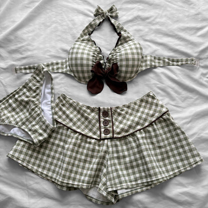 M size•green plaid bikini Set