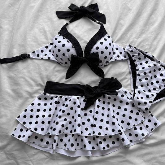 S size•White & dots glittery bikini Set