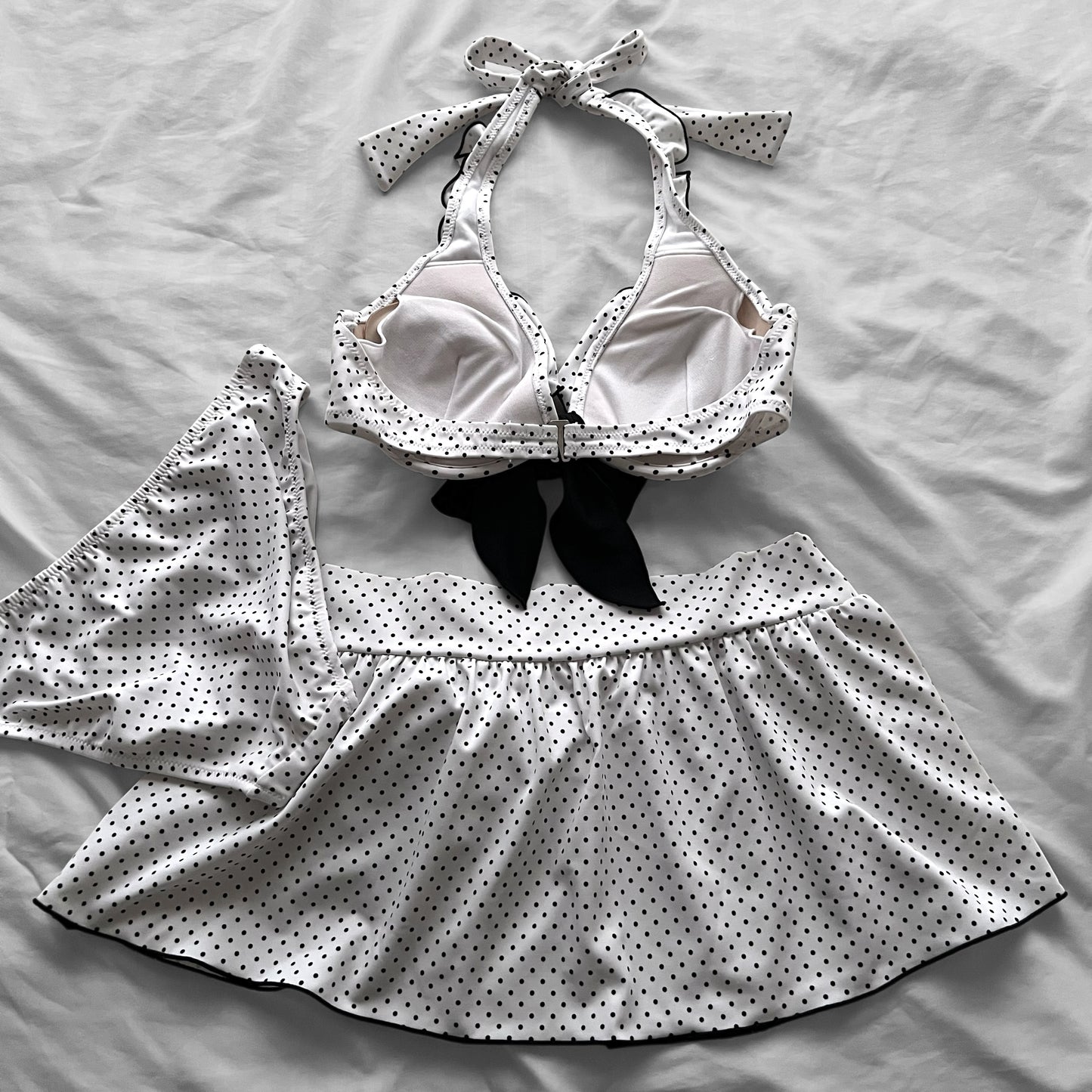 L size•White polka dots bikini Set